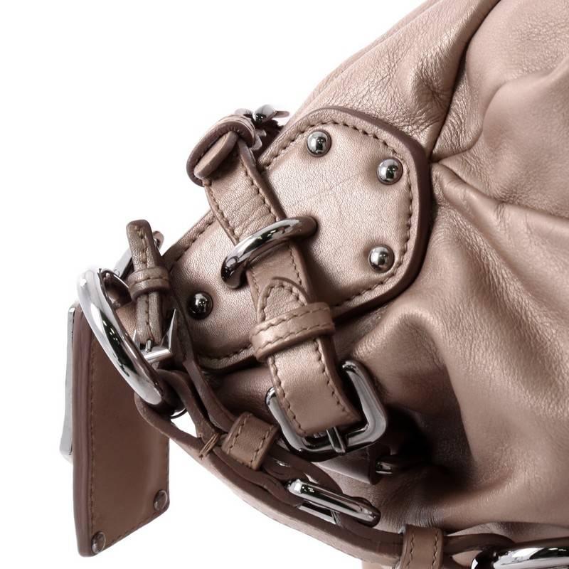 Women's Prada Buckle Pleated Shoulder Bag Soft Calfskin Medium