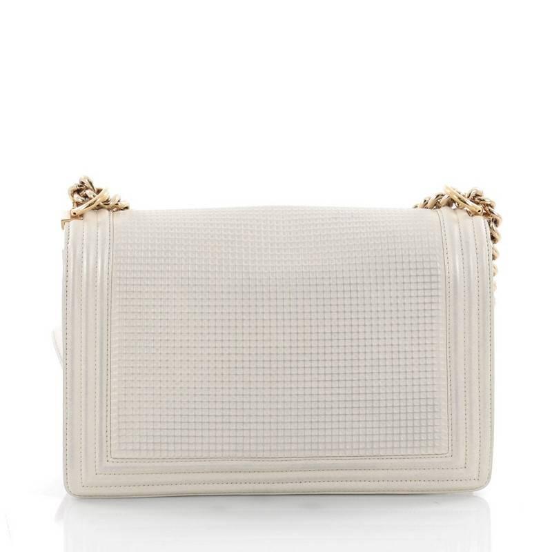 Chanel Boy Flap Bag Cube Embossed Lambskin New Medium In Good Condition In NY, NY