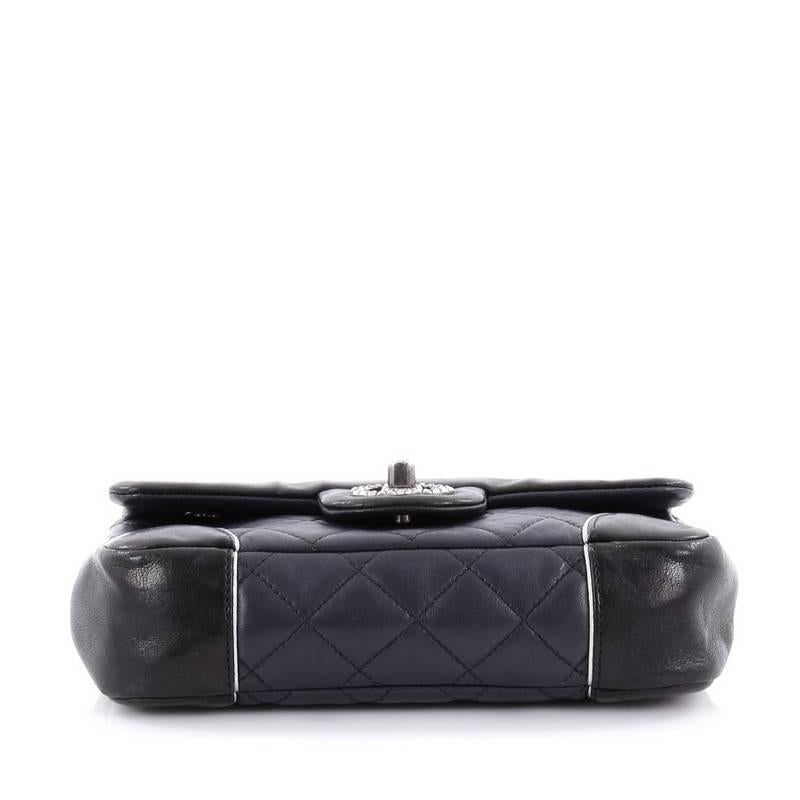 Women's or Men's Chanel Engraved CC Contrast Trim Flap Bag Quilted Lambskin Small