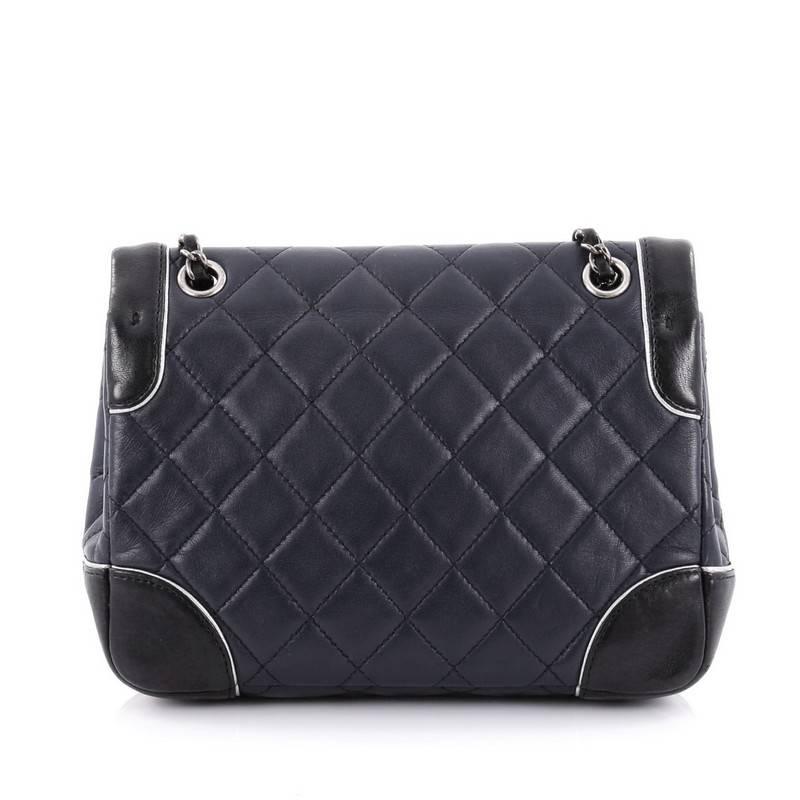 Chanel Engraved CC Contrast Trim Flap Bag Quilted Lambskin Small In Good Condition In NY, NY