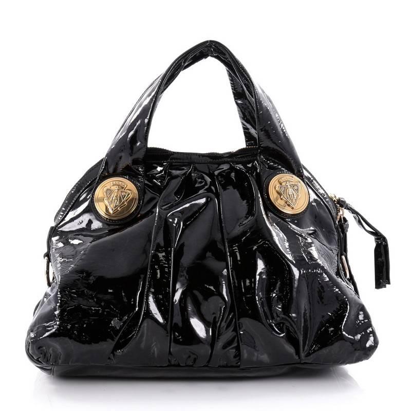 Gucci Hysteria Top Handle Bag Patent Leather Small In Good Condition In NY, NY