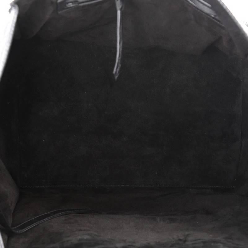 Black Celine Phantom Handbag Crocodile Embossed Leather Large