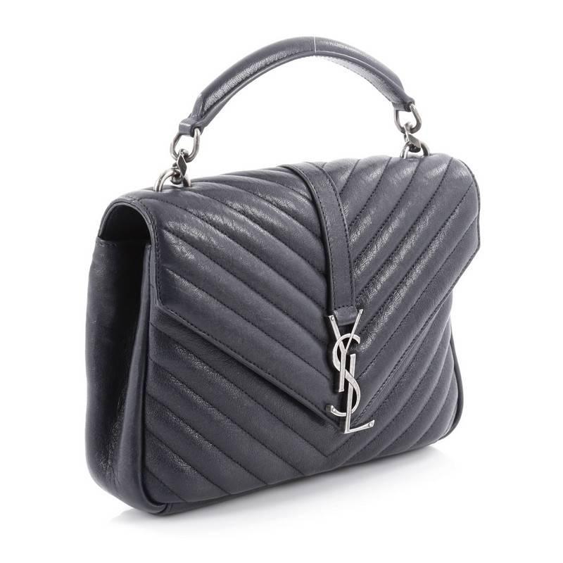 Saint Laurent College Monogram Bag Matelasse Chevron Leather Medium In Good Condition In NY, NY