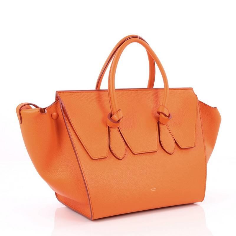 Orange Celine Tie Knot Tote Grainy Leather Mini