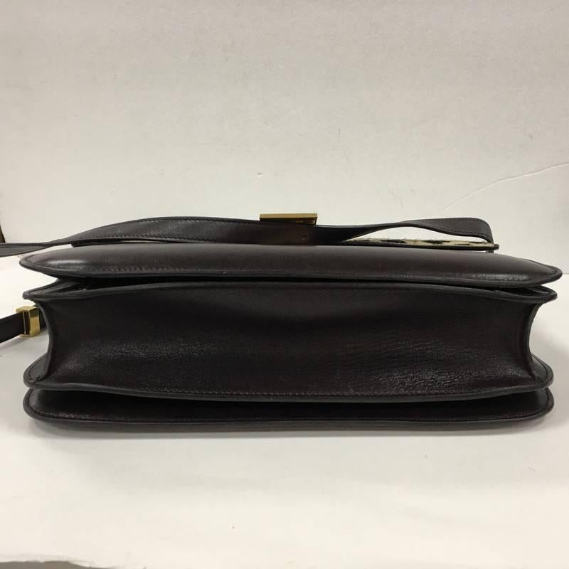 Black Celine Box Bag Leather with Pony Hair Medium 