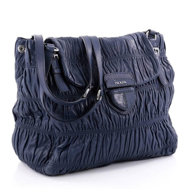 Black Prada Buckle Strap Shoulder Bag Nappa Gaufre Large