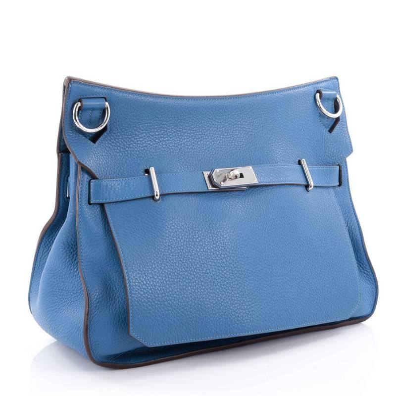 Blue Hermes Jypsiere Handbag Clemence 37