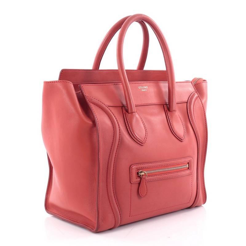Pink Celine Luggage Handbag Smooth Leather Mini