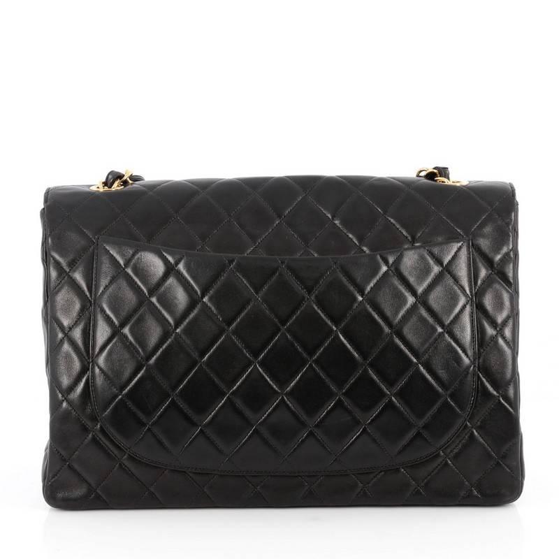 Chanel Vintage Classic Single Flap Bag Quilted Lambskin Maxi In Good Condition In NY, NY
