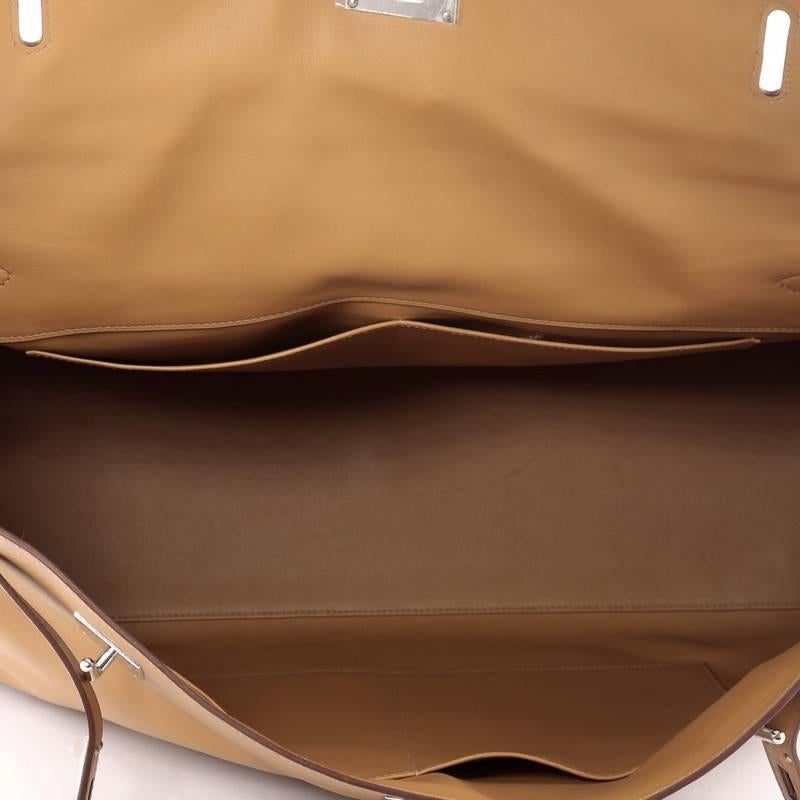 Hermes Kelly Relax Handbag Biscuit Swift with Palladium Hardware 50 In Good Condition In NY, NY