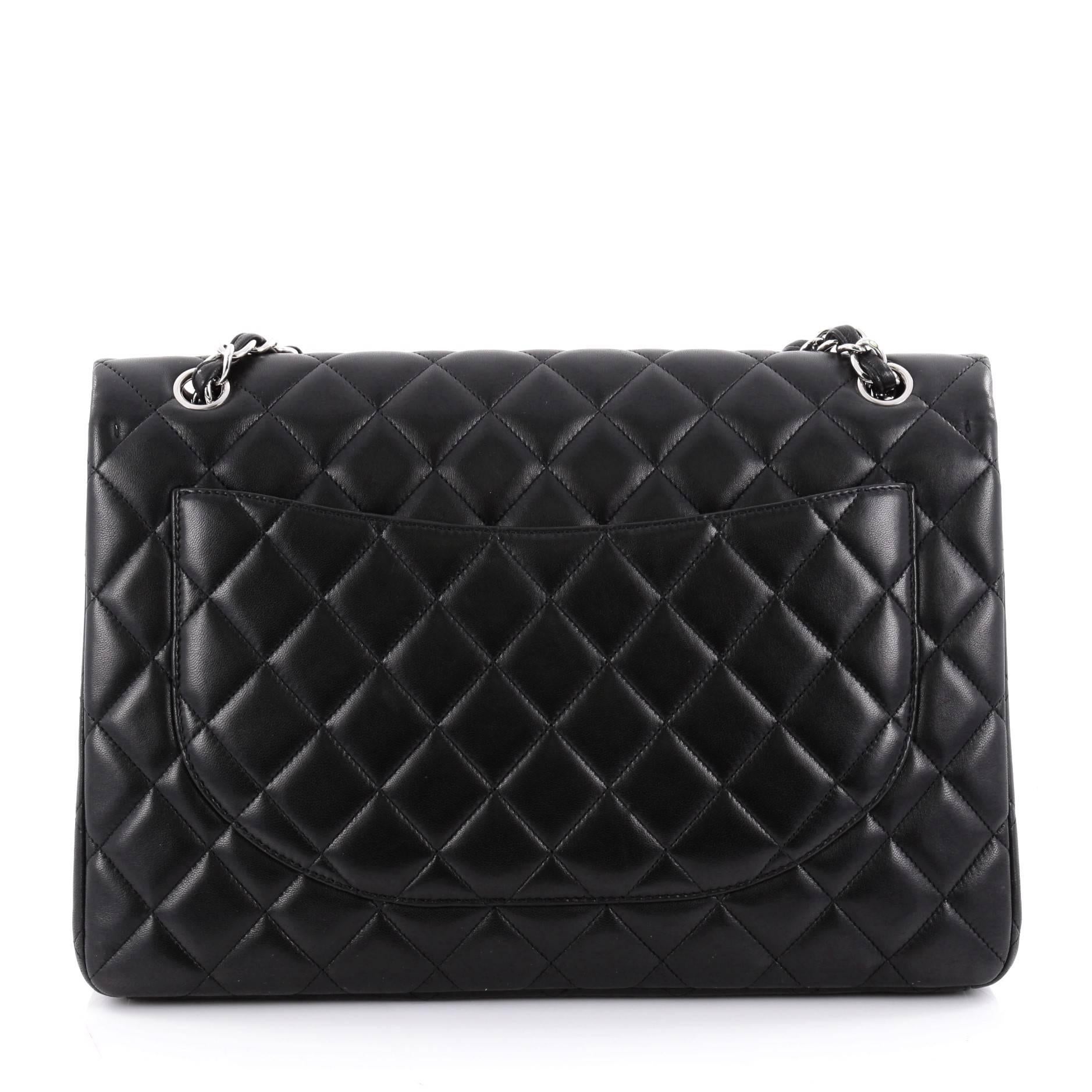 Chanel Classic Single Flap Bag Quilted Lambskin Maxi In Good Condition In NY, NY