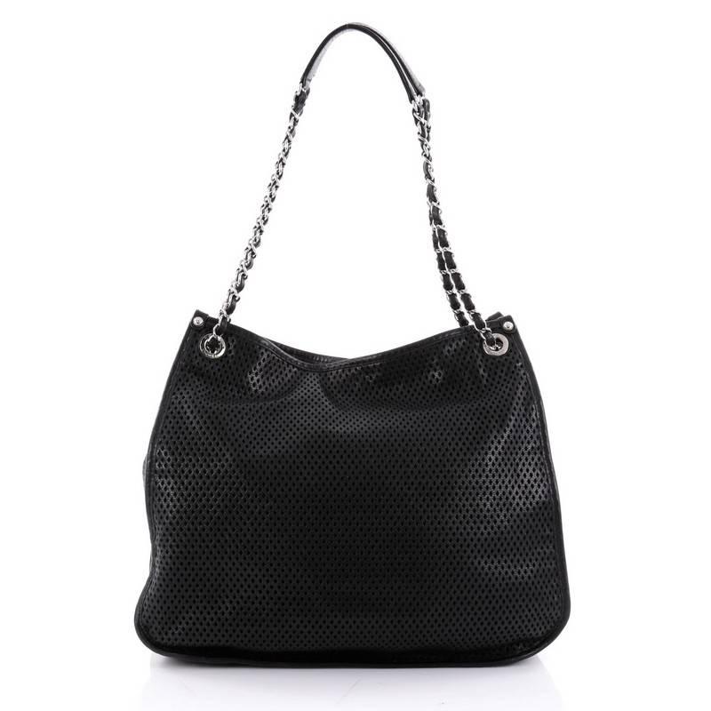 Black Chanel Up In The Air Tote Perforated Leather