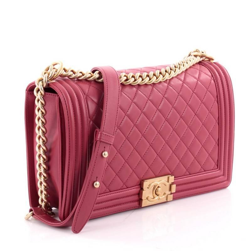 Pink Chanel Boy Flap Bag Quilted Lambskin New Medium