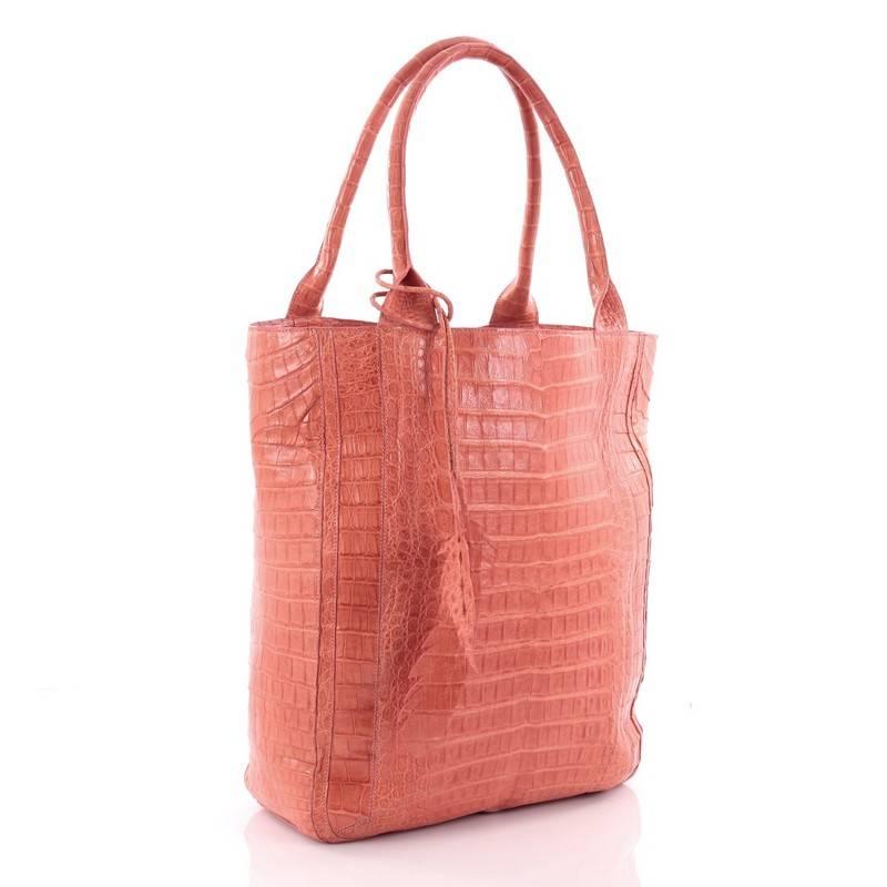 Pink Nancy Gonzalez Feather Tote Crocodile Tall