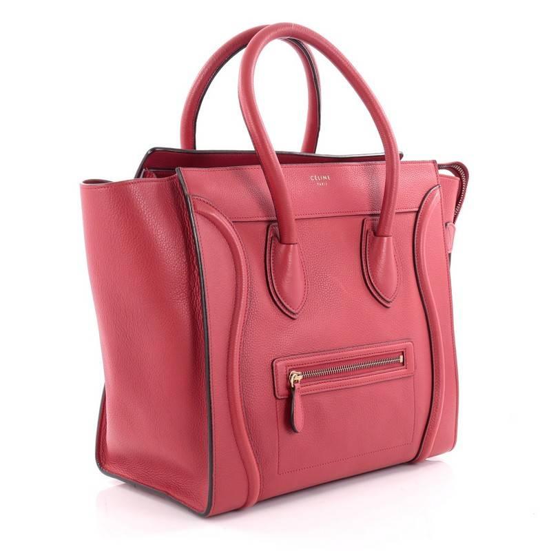 Pink Celine Luggage Handbag Grainy Leather Mini