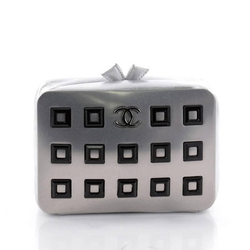 Chanel CC Box Minaudiere Embellished Metal with Leather In Good Condition In NY, NY