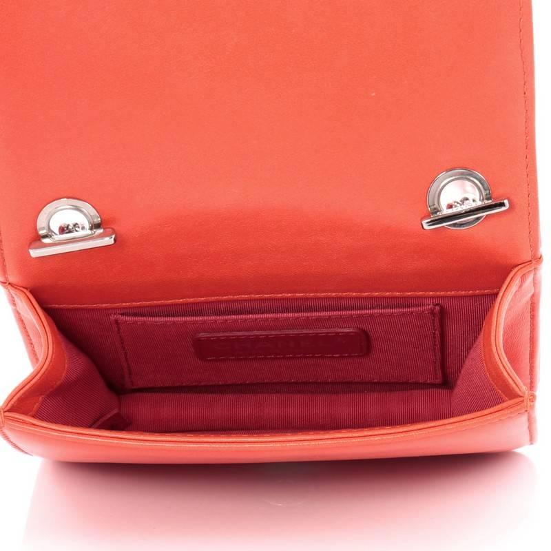 Red Chanel Boy Brick Flap Bag Patent and Plexiglass Mini