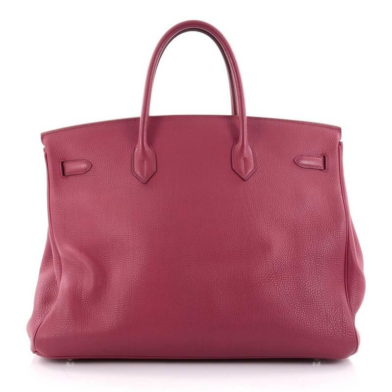 Hermes Birkin Handbag Rubis Togo with Palladium Hardware 40 In Good Condition In NY, NY