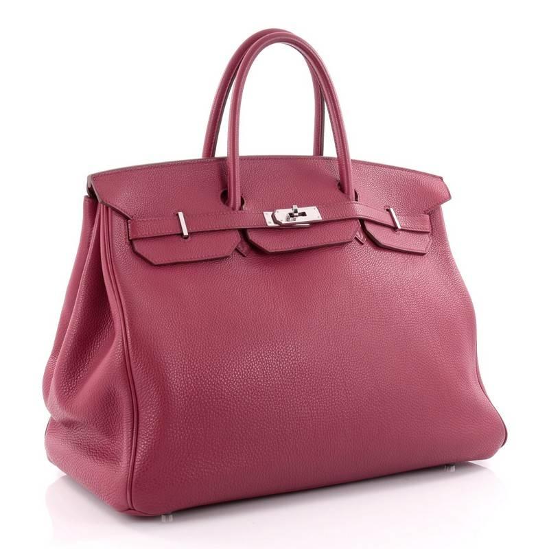 Pink Hermes Birkin Handbag Rubis Togo with Palladium Hardware 40