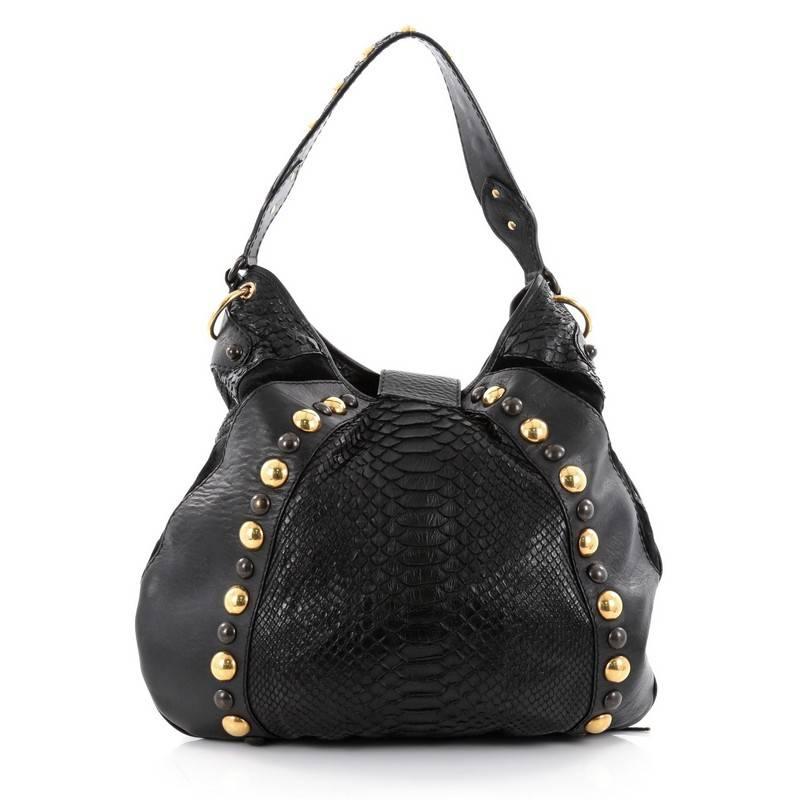 Gucci Fringe Babouska Convertible Hobo Python and Leather Large In Good Condition In NY, NY