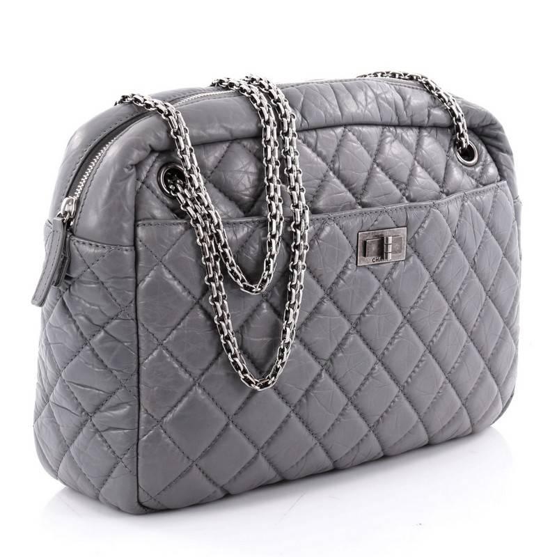 Gray Chanel Reissue Camera Bag Quilted Aged Calfskin Large