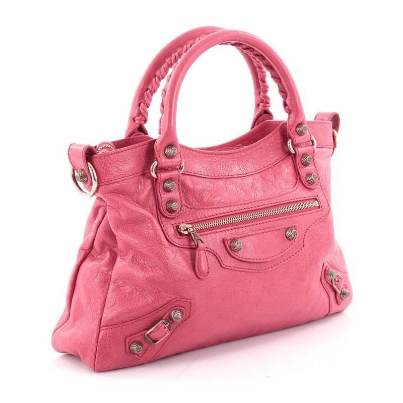 Pink Balenciaga Town Giant Studs Handbag Leather