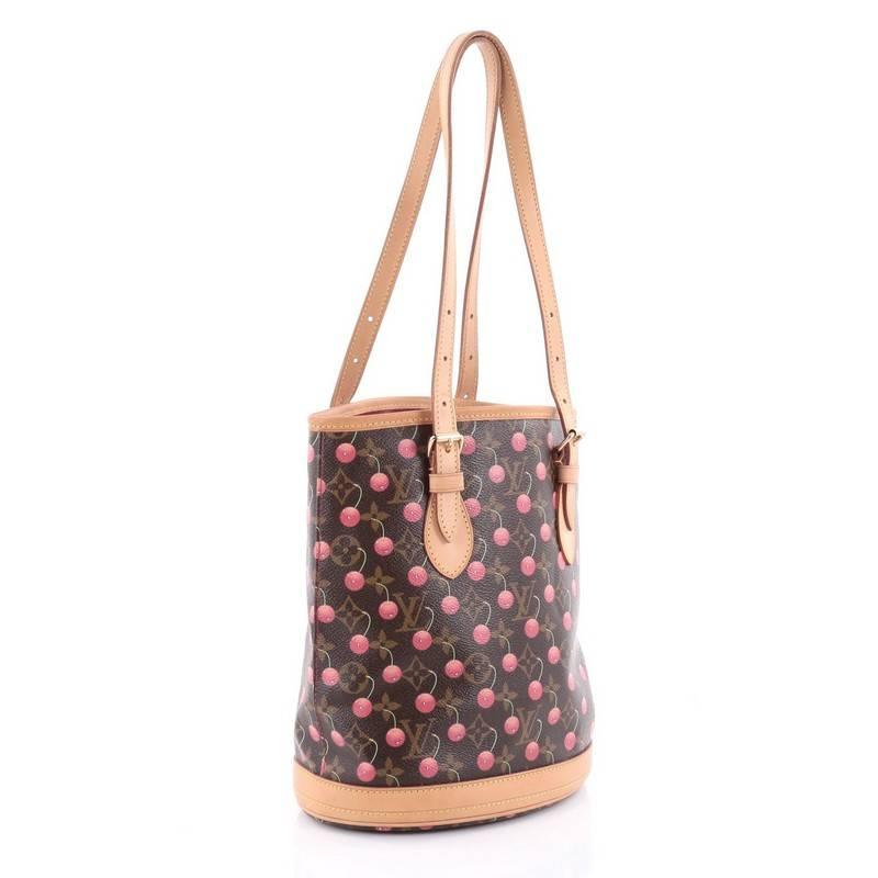 Brown Louis Vuitton Bucket Bag Limited Edition Cerises