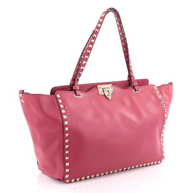 Pink Valentino Rockstud Tote Soft Leather Medium