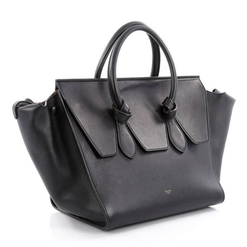 Black Celine Tie Knot Tote Smooth Leather Small