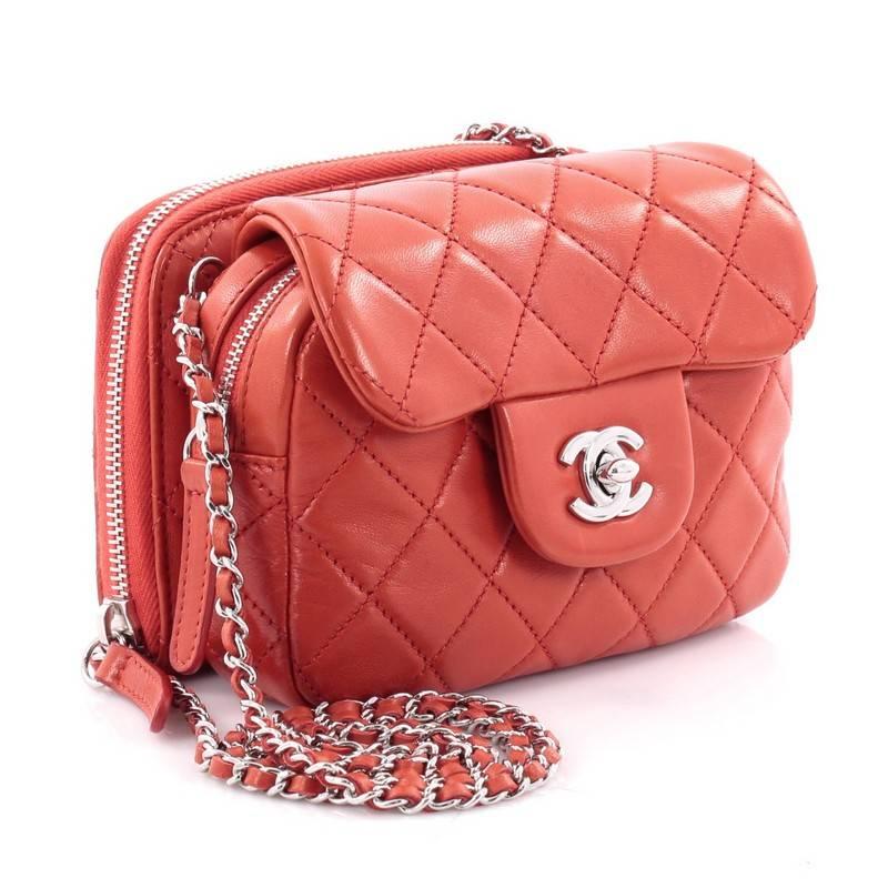 Orange Chanel Wallet on Chain Flap Quilted Calfskin Mini