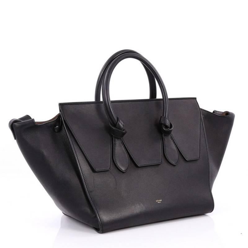 Black Celine Tie Knot Tote Smooth Leather Small