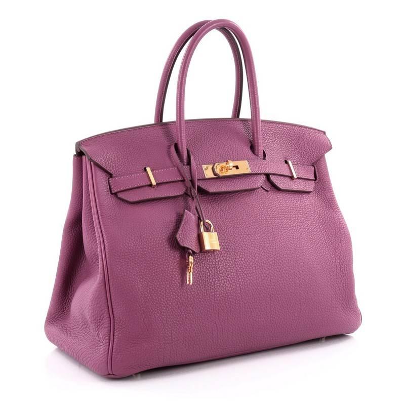 Pink Hermes Tosca Togo Birkin Handbag 35 With Gold Hardware 