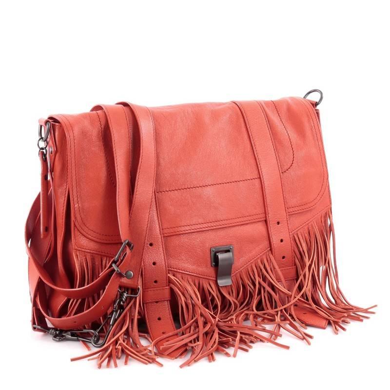 Orange Proenza Schouler PS1 Fringe Runner Handbag Leather Large
