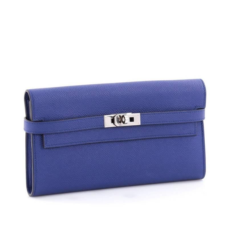 Purple Hermes Kelly Wallet Epsom Long