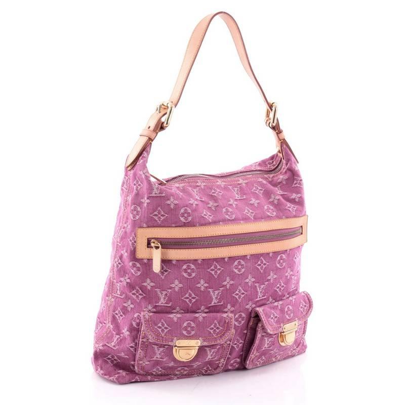Pink Louis Vuitton Baggy Handbag Denim GM