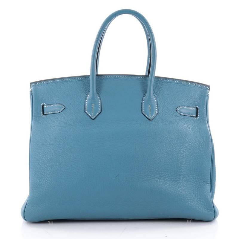 Women's or Men's Hermes Bicolor Clemence Birkin Handbag 35 with Palladium Hardware 