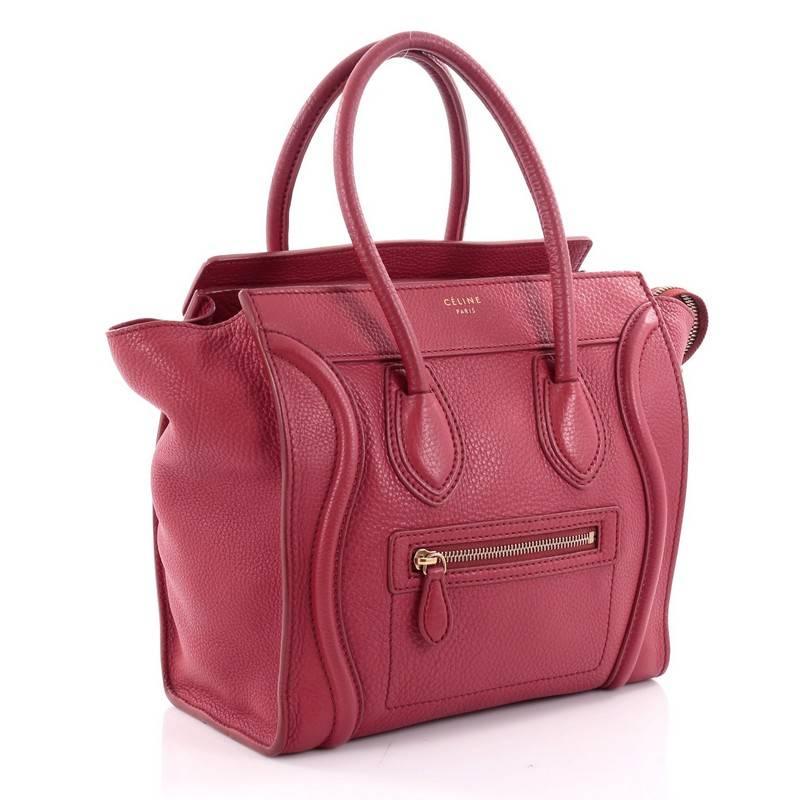 Brown Celine Luggage Handbag Grainy Leather Micro