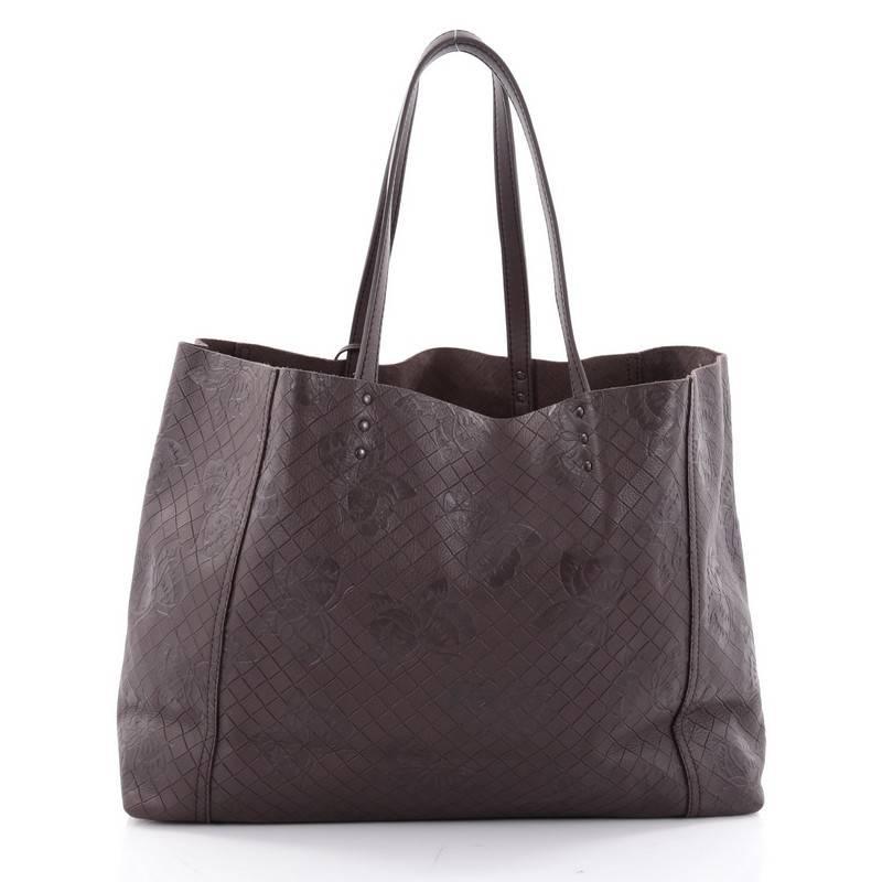 Bottega Veneta Tote Butterfly Embossed Intrecciomirage Intarsio Leather Large In Good Condition In NY, NY