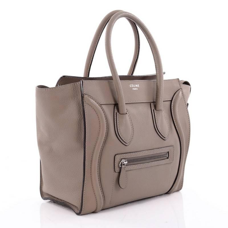 Gray Celine Luggage Handbag Grainy Leather Micro