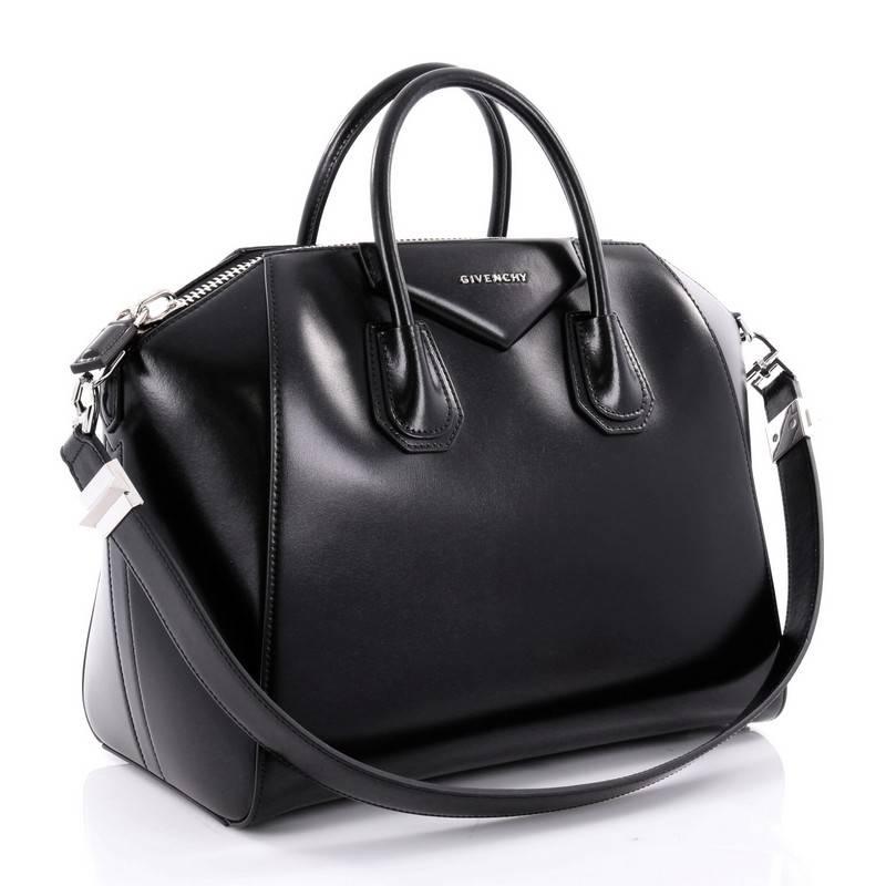 Black Givenchy Antigona Bag Glazed Leather Medium