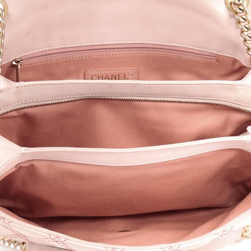 Beige Chanel Metallic Stitch Flap Bag Quilted Leather Medium
