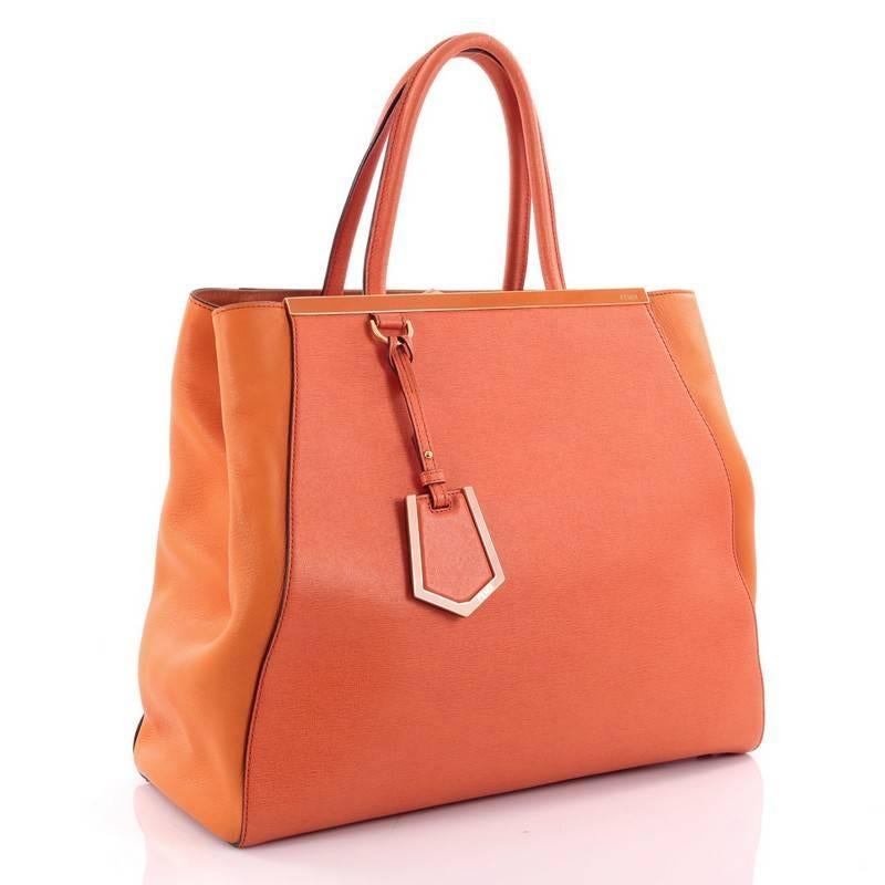 Orange Fendi 2Jours Handbag Leather Large