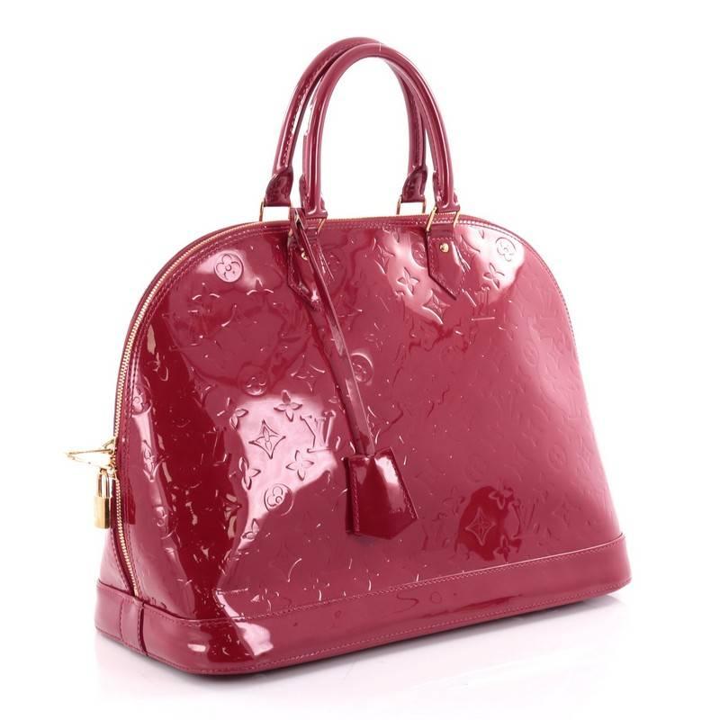 Red Louis Vuitton Alma Handbag Monogram Vernis GM