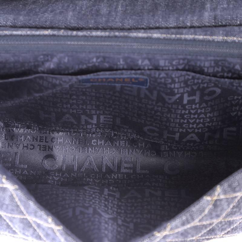 Chanel Chain Through Flap Bag Quilted Denim Jumbo 2