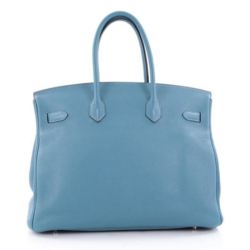 Women's or Men's Hermes Birkin Handbag Blue Togo with Palladium Hardware 35