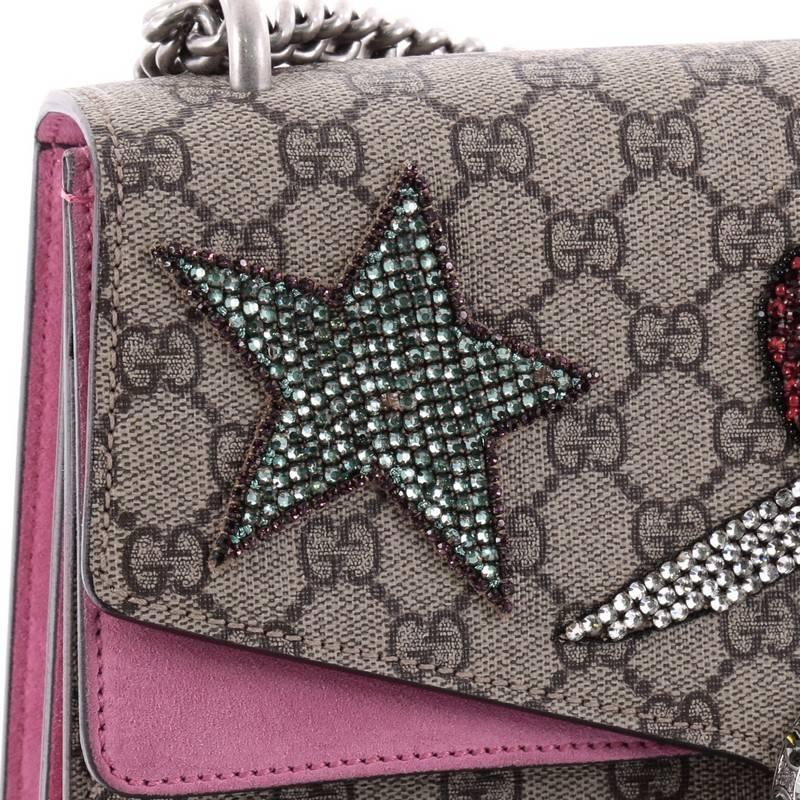 Gray Gucci Dionysus Handbag Sequin Embellished GG Coated Canvas Medium