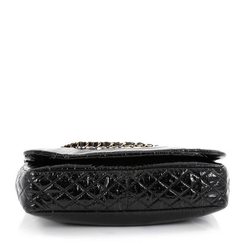 Black Chanel Rock and Chain Flap Bag Patent Vinyl Medium