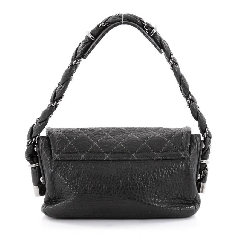 Black Chanel Lady Braid Flap Bag Quilted Distressed Lambskin Small