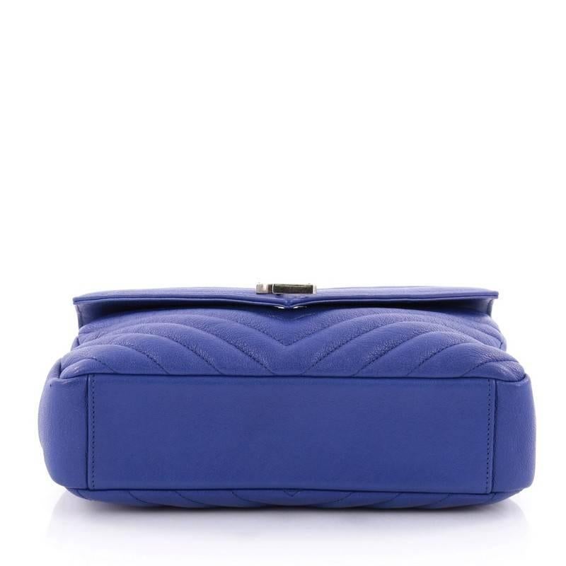 Purple Saint Laurent Classic Monogram College Bag Matelasse Chevron Leather Medium