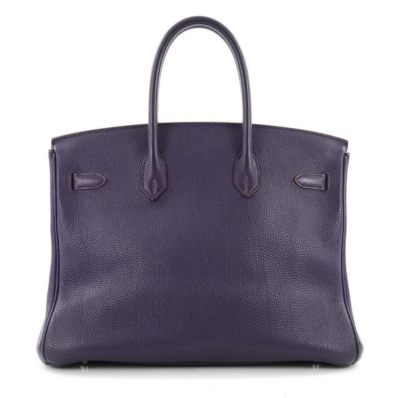 Hermes Birkin Handbag Iris Togo with Palladium Hardware 35 In Good Condition In NY, NY